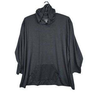 Mens Real Essentials Black Pullover Hoodie Long Sleeve 100% Polyester 5XLT